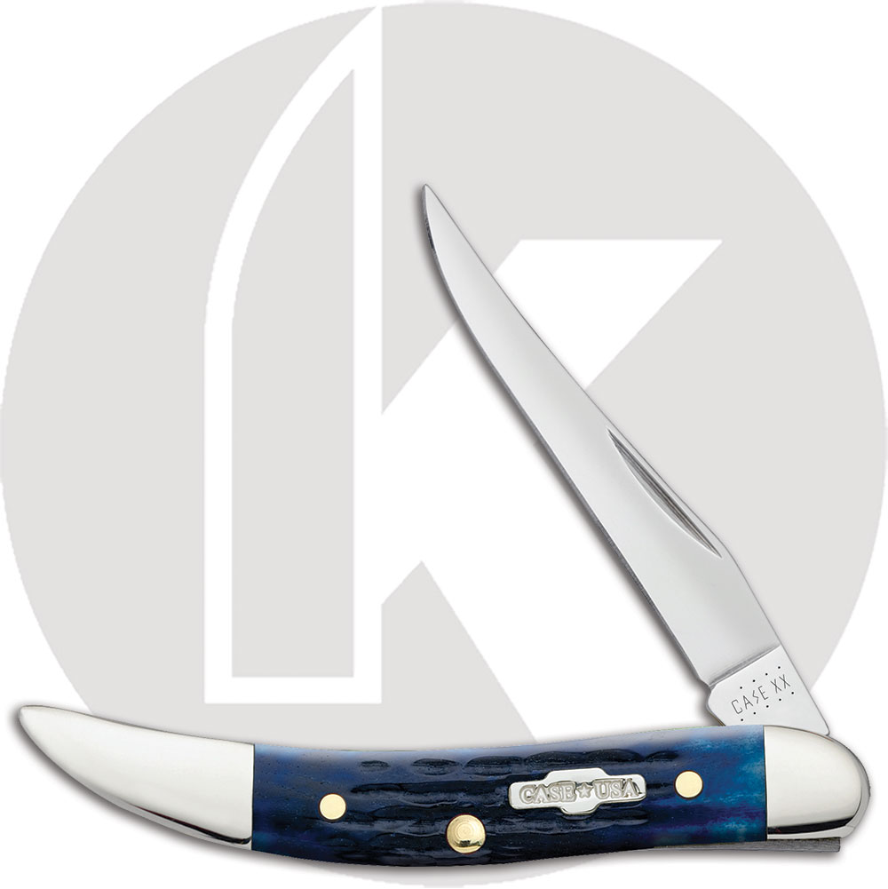 Case Knives Case Small Texas Toothpick Knife, Navy Blue Bone Handle, CA-2804