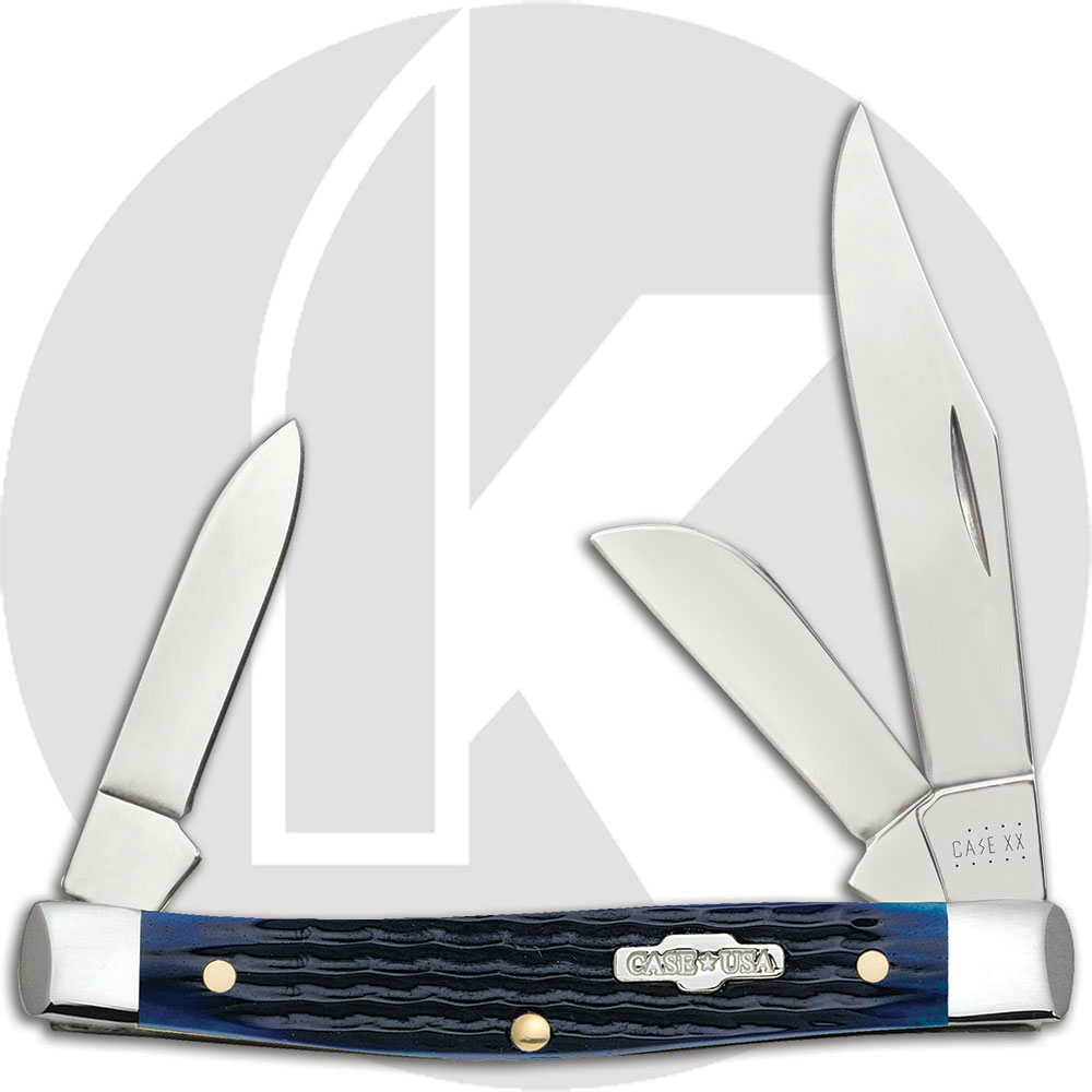 Case Knives Case Medium Stockman Knife, Navy Blue Bone Handle, CA-2806