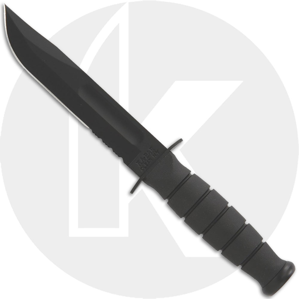 KA-1257, KA-BAR Short Black Utility, Part Serrated Edge, Leather