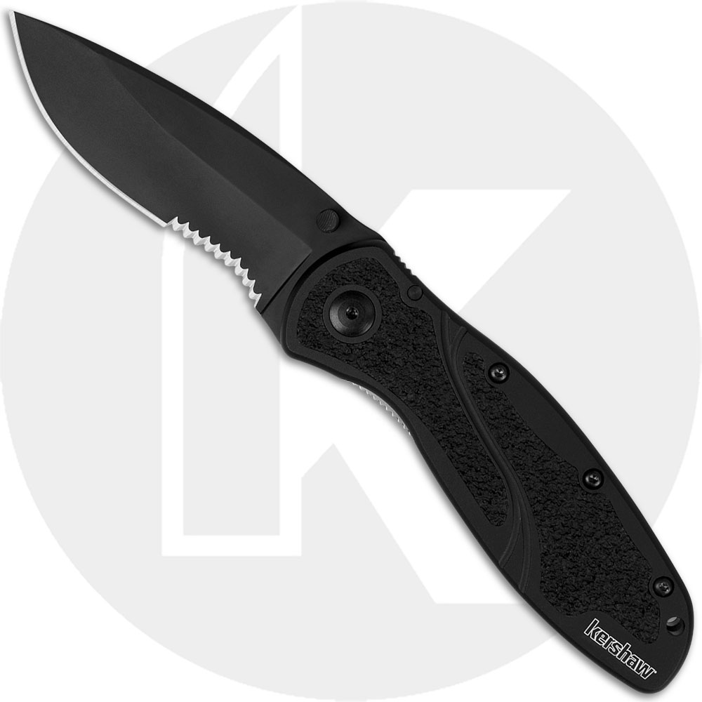 Kershaw Black Blur, Part Serrated, KE-1670BLKST