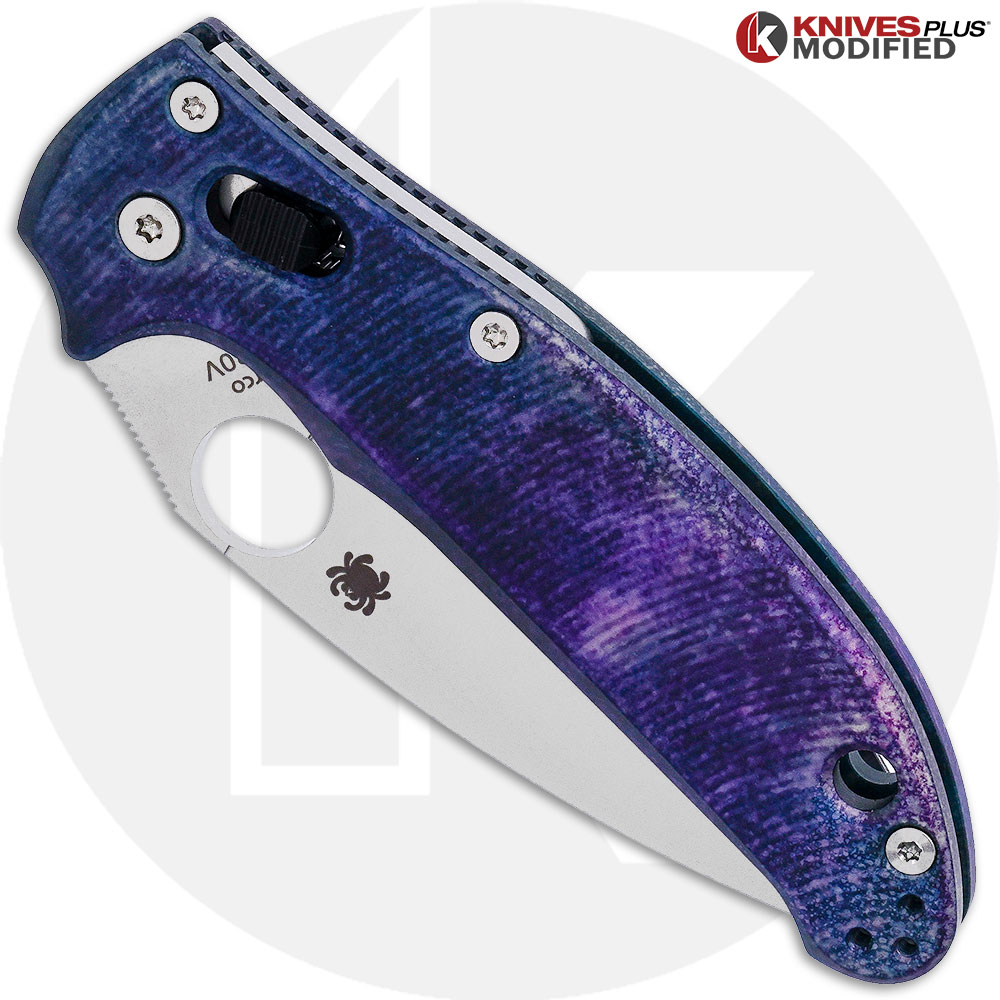 MODIFIED Spyderco Manix 2 Knife with Satin Blade + AWT Custom Anodized ...