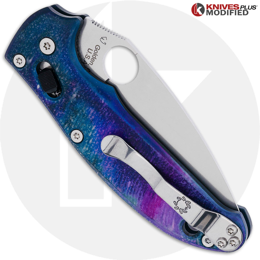 MODIFIED Spyderco Manix 2 Knife with Satin Blade + AWT Custom Anodized ...