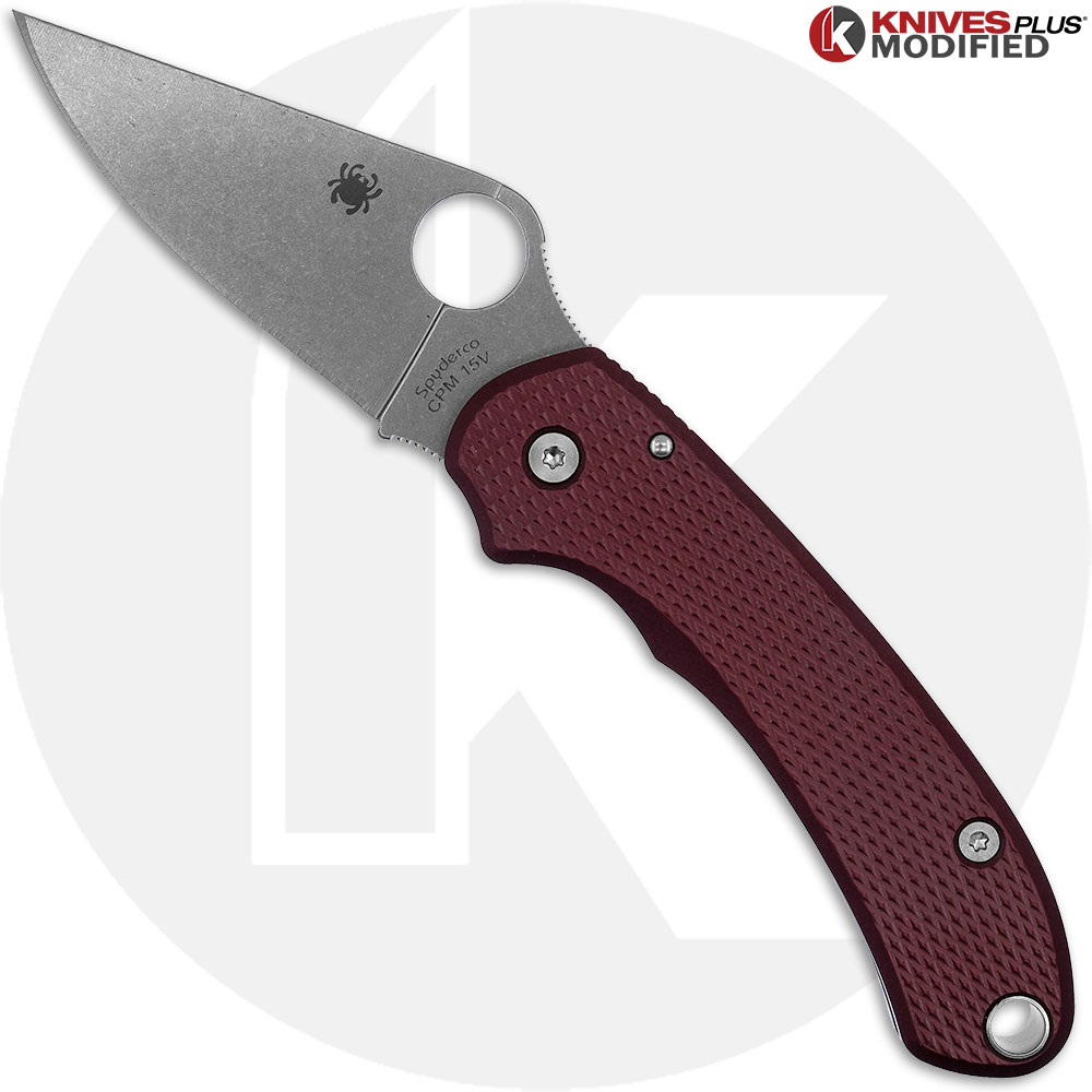 MODIFIED Spyderco Para 3 Knife 15V Sprint Run + AWT Oxblood Checker Milling Scales