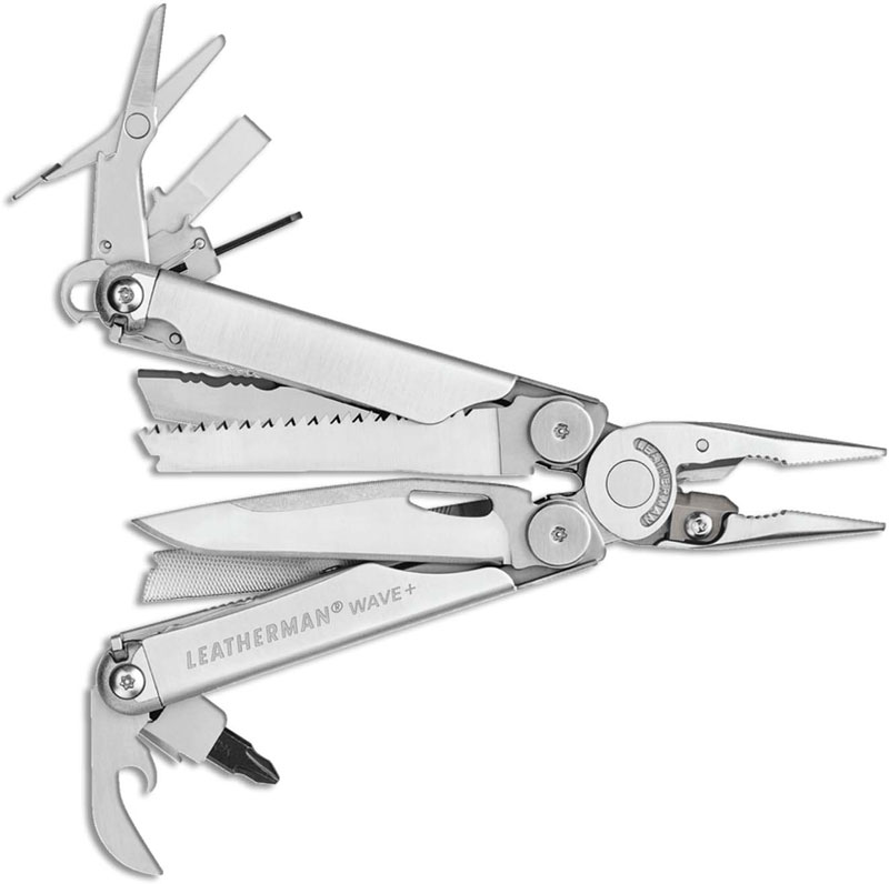  Leatherman Wave Plus - The multi-tool for any task, 18  multipurpose tools with lockable blades for camping, DIY and outdoor  adventures made in the USA in black with Molle holster 