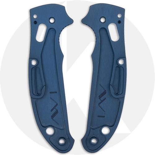 AWT Aluminum Scales for Spyderco Manix 2 Lightweight Knife - Agent Series - Linerless - Exclusive Midnight Blue Type III Hard Co