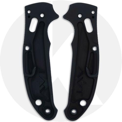 AWT Aluminum Scales for Spyderco Manix 2 Lightweight Knife - Agent Series - Linerless - Black Type III Hard Coat + Topo Engravin