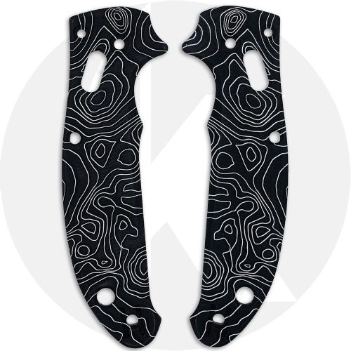 AWT Aluminum Scales for Spyderco Manix 2 Lightweight Knife - Agent Series - Linerless - Black Type III Hard Coat + Topo Engraving