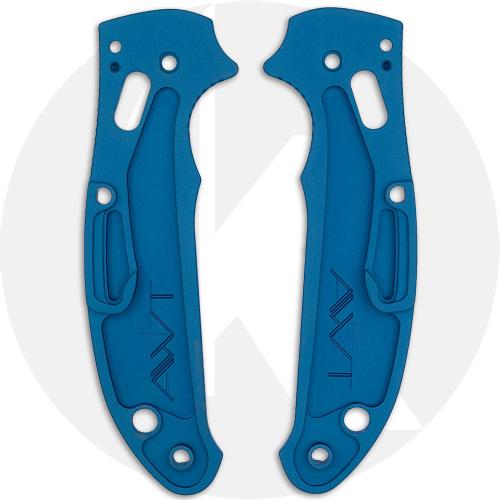 AWT Aluminum Scales for Spyderco Manix 2 Lightweight Knife - Agent Series - Linerless - Coablt Blue Type II Anodized + Topo Engr