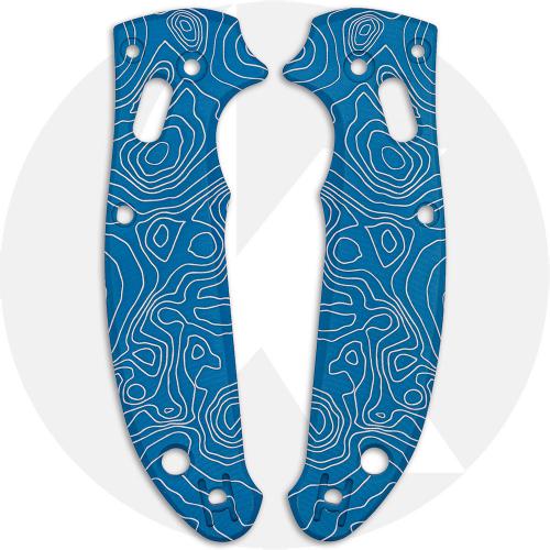 AWT Aluminum Scales for Spyderco Manix 2 Lightweight Knife - Agent Series - Linerless - Coablt Blue Type II Anodized + Topo Engraving