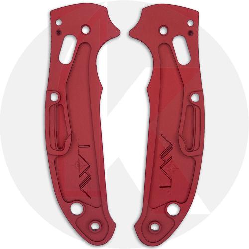 AWT Aluminum Scales for Spyderco Manix 2 Lightweight Knife - Agent Series - Linerless - Weathered Red Type II Anodized + Topo En