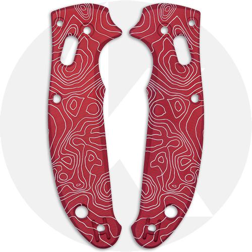 AWT Aluminum Scales for Spyderco Manix 2 Lightweight Knife - Agent Series - Linerless - Weathered Red Type II Anodized + Topo Engraving