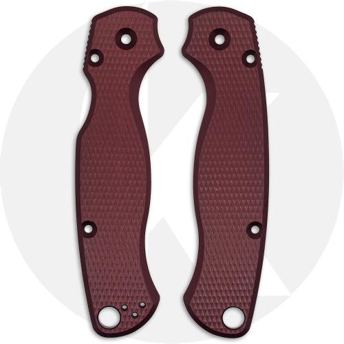 AWT Spyderco PM2 Scales - Checker Milling - Exclusive Oxblood Type III Hard Coat