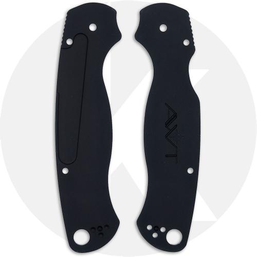 AWT Spyderco Para Military 2 CruCarta Scales - Agent Series - Black Anodized - USA Made