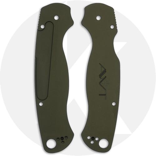 AWT Spyderco Para Military 2 CruCarta Scales - Agent Series - OD Green Anodized - USA Made