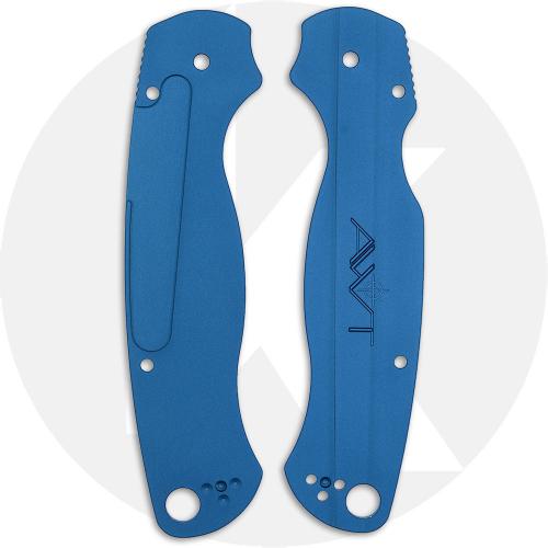 AWT Spyderco Para Military 2 CruCarta Scales - Agent Series - Cobalt Blue Anodized - USA Made