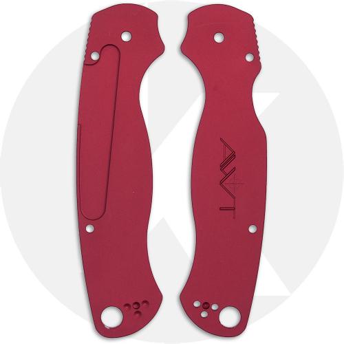 AWT Spyderco Para Military 2 CruCarta Scales - Agent Series - Weathered Red Anodized - USA Made