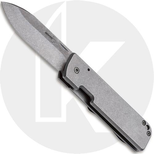 Boker Lancer 42 Steel 01BO464 - Serge Panchenko - Stonewash D2 Spear Point - Stonewash SS - Frame Lock Folder