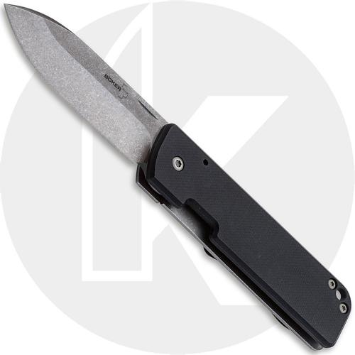 Boker Lancer 42 G10 01BO465 - Serge Panchenko - Stonewash D2 Spear Point - Black G10 and SS - Frame Lock Folder