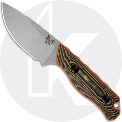 Benchmade Hidden Canyon Hunter 15017-1 - CPM S90V Drop Point Fixed Blade - Richlite / Orange G10 Handle - Hunting Knife - USA Made