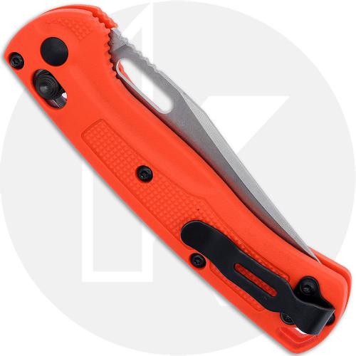 Benchmade Mini Taggedout 15533 Knife - Stonewash CPM-154 Clip Point - Orange Grivory - USA Made