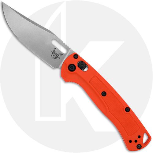 Benchmade Mini Taggedout 15533 Knife - Stonewash CPM-154 Clip Point - Orange Grivory - USA Made