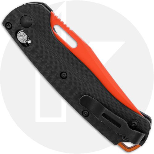 Benchmade Mini Taggedout 15533OR-01 Knife - Orange Cerakote CPM-MagnaCut Clip Point - Carbon Fiber - USA Made