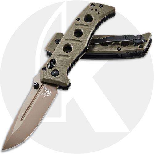 Benchmade Mini Adamas 273FE-2 Knife - Shane Sibert - Flat Earth CruWear Drop Point - OD G10 - AXIS Lock Folder - USA Made