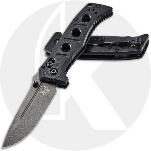 Benchmade Mini Adamas 273GY-1 Knife - Shane Sibert - Tungsten Grey CruWear Drop Point - Black G10 - AXIS Lock Folder - USA Made