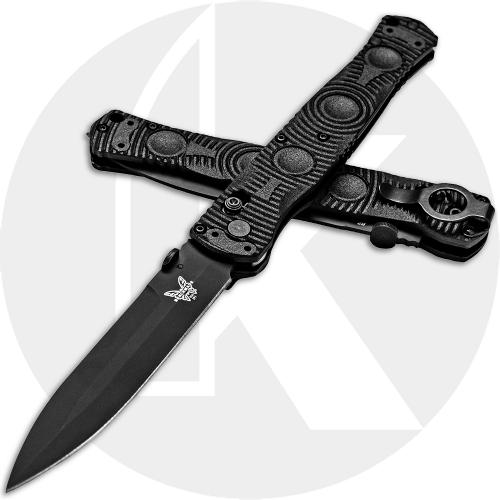 Benchmade SOCP Tactical Folder 391BK - Black Plain Edge D2 Spear Point - Black CF Elite - AXIS Lock Folder - USA Made