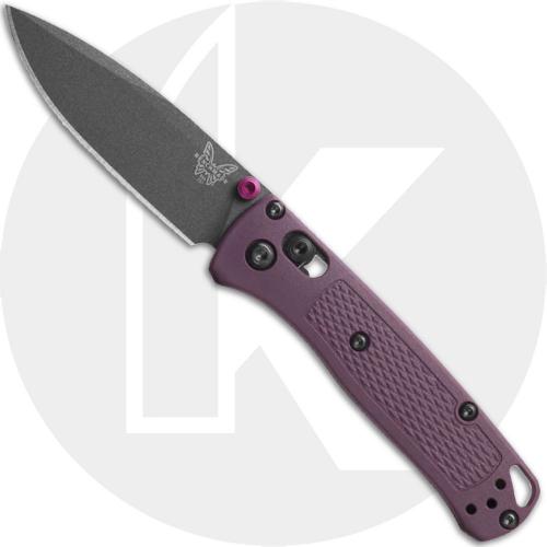 Benchmade Mini Bugout 533GY-09 Knife - Tungsten Cerakote S30V Drop Point - Dark Purple Grivory - USA Made