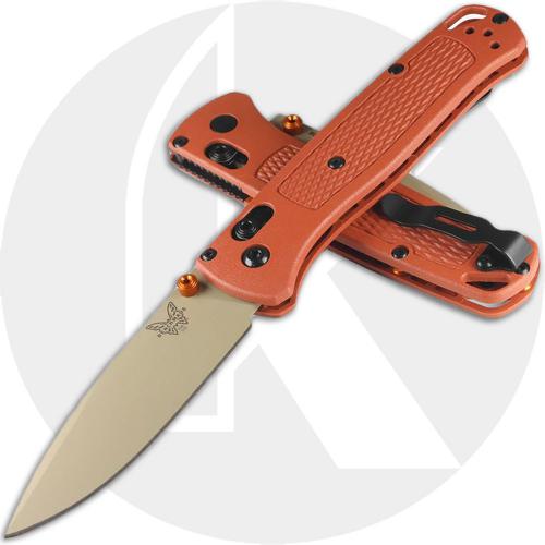 Benchmade Bugout 535TN-10 Knife - Desert Verde Cerakote S30V Drop Point - Rust Orange Grivory - USA Made