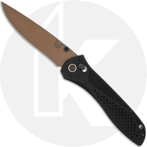 Benchmade Seven|Ten 710FE-2401 Knife - Flat Earth PVD MagnaCut Drop Point - Black Aluminum - USA Made