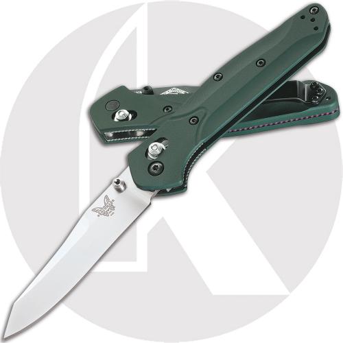 Benchmade Osborne 940 Knife - Satin S30V Reverse Tanto - Green Aluminum - USA Made