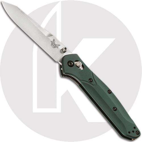 Benchmade Osborne 940 Knife - Satin S30V Reverse Tanto - Green Aluminum - USA Made