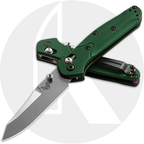 Benchmade Mini Osborne 945 Knife - Warren Osborne - Satin S30V Reverse Tanto - Green Aluminum - AXIS Lock Folder - USA Made