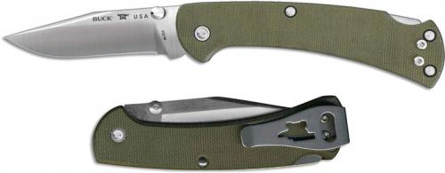 Buck 112 Slim Pro EDC 0112ODS6 S30V Clip Point OD Micarta Lock Back Folder Made in USA