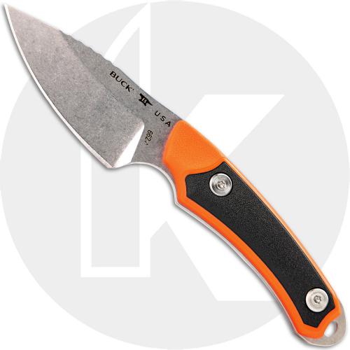 Buck Alpha Scout Select 662ORS Fixed Blade Knife - Stonewash 420HC Drop Point - Orange/Black GFN Handle - Black Nylon Sheath - USA Made