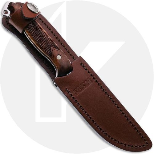 Buck Signature Woodsman 802 Fixed Blade Knife - Clip Point - Fancy Walnut - English Bridle Sheath - Serial Numbered - BNIB