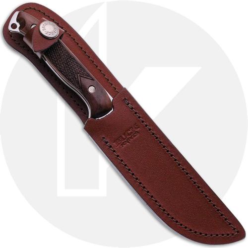 Buck Signature Pathfinder 805 Fixed Blade Knife - Clip Point - Fancy Walnut - English Bridle Sheath - Serial Numbered - BNIB