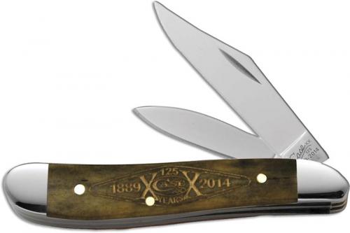 Case Peanut Knife 12255 - 125th Anniversary - Smooth Olive Green Bone - 6220SS - Discontinued - BNIB