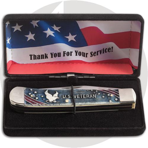 Case 16300 U.S. Veteran Trapper Knife Gift Set Embellished Smooth Natural Bone 6254SS