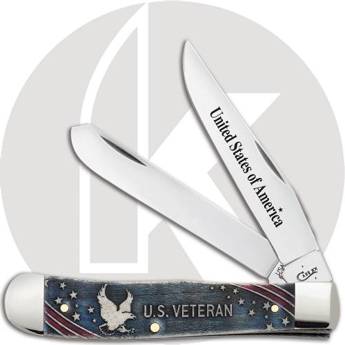 Case 16300 U.S. Veteran Trapper Knife Gift Set Embellished Smooth Natural Bone 6254SS