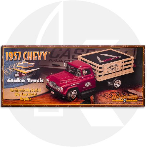 Case 01869 1996 ERTL Truck - 2nd Edition - 1957 Chevy Stake Bed Truck - Pocket Worn Old Red Bone Pen Knife - Discontinued - BNIB