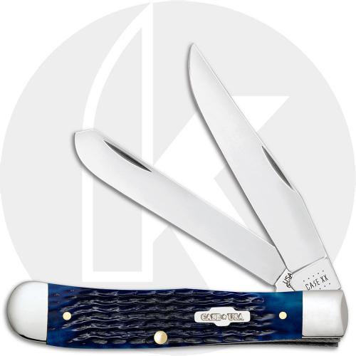 Case Knives: Case Trapper Knife, Navy Blue Bone Handle, CA-2800