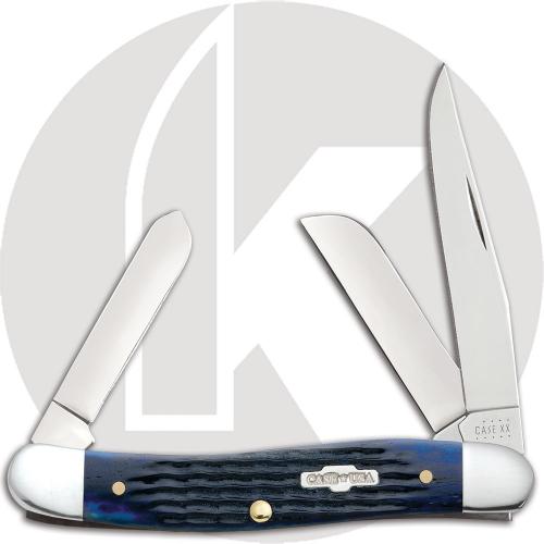 Case Knives: Case Medium Stockman Knife, Navy Blue Bone Handle, CA-2801