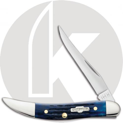 Case Knives: Case Small Texas Toothpick Knife, Navy Blue Bone Handle, CA-2804