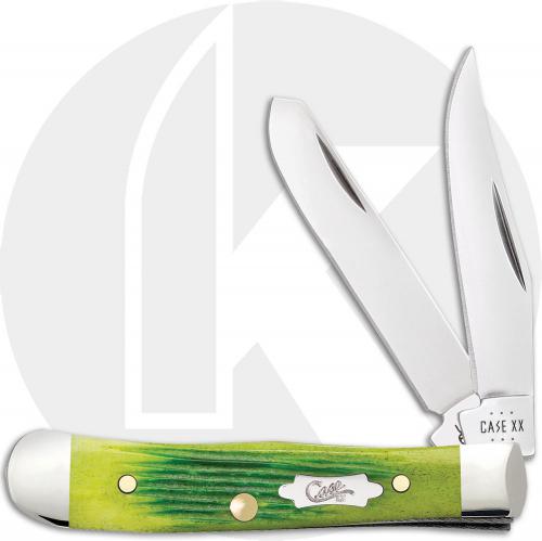 Case XX Tiny Trapper 61046 Knife - Jigged Lime Green Bone - 62154SS