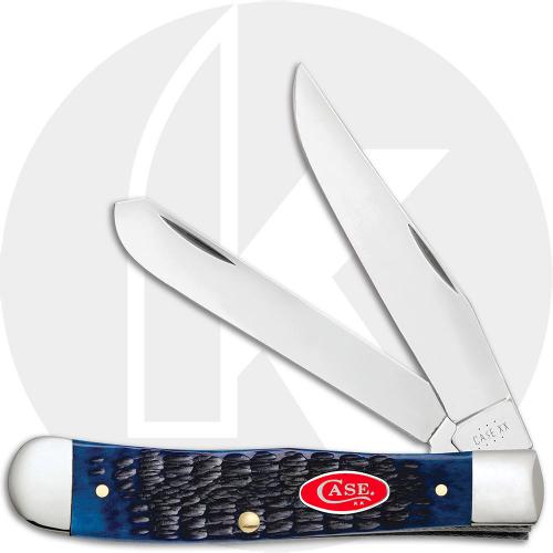 Case Knives: Case Navy Blue Bone Trapper Knife, CA-7051