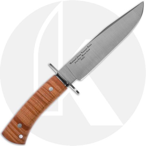 Camillus OVB Fisk Bowie Fixed Blade Knife - Carbon Steel - Amber Fiddleback Maple Wood - Discontinued - BNIB