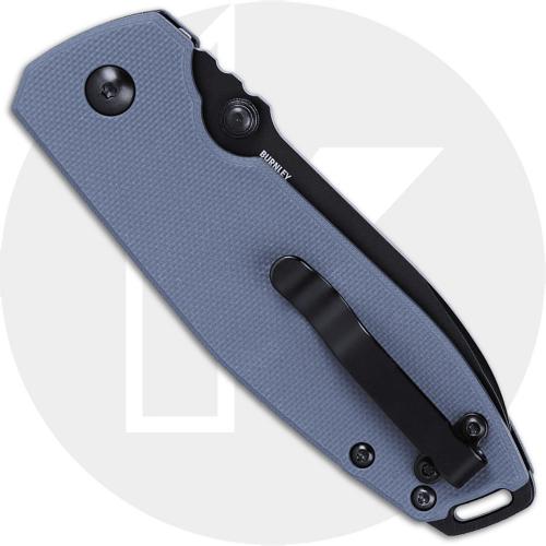 CRKT Squid XM Button Lock 2495G Knife - Black Oxide D2 Drop Point - Gray (Blue) G10